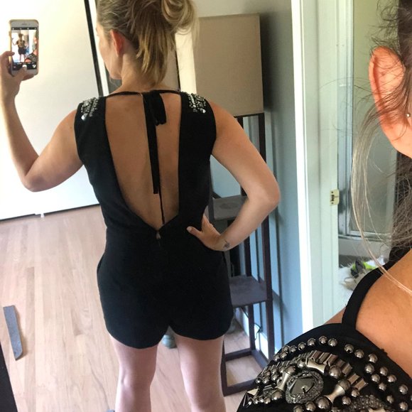 Zara Black Jewel Shoulder Detail Romper - Picture 2 of 8